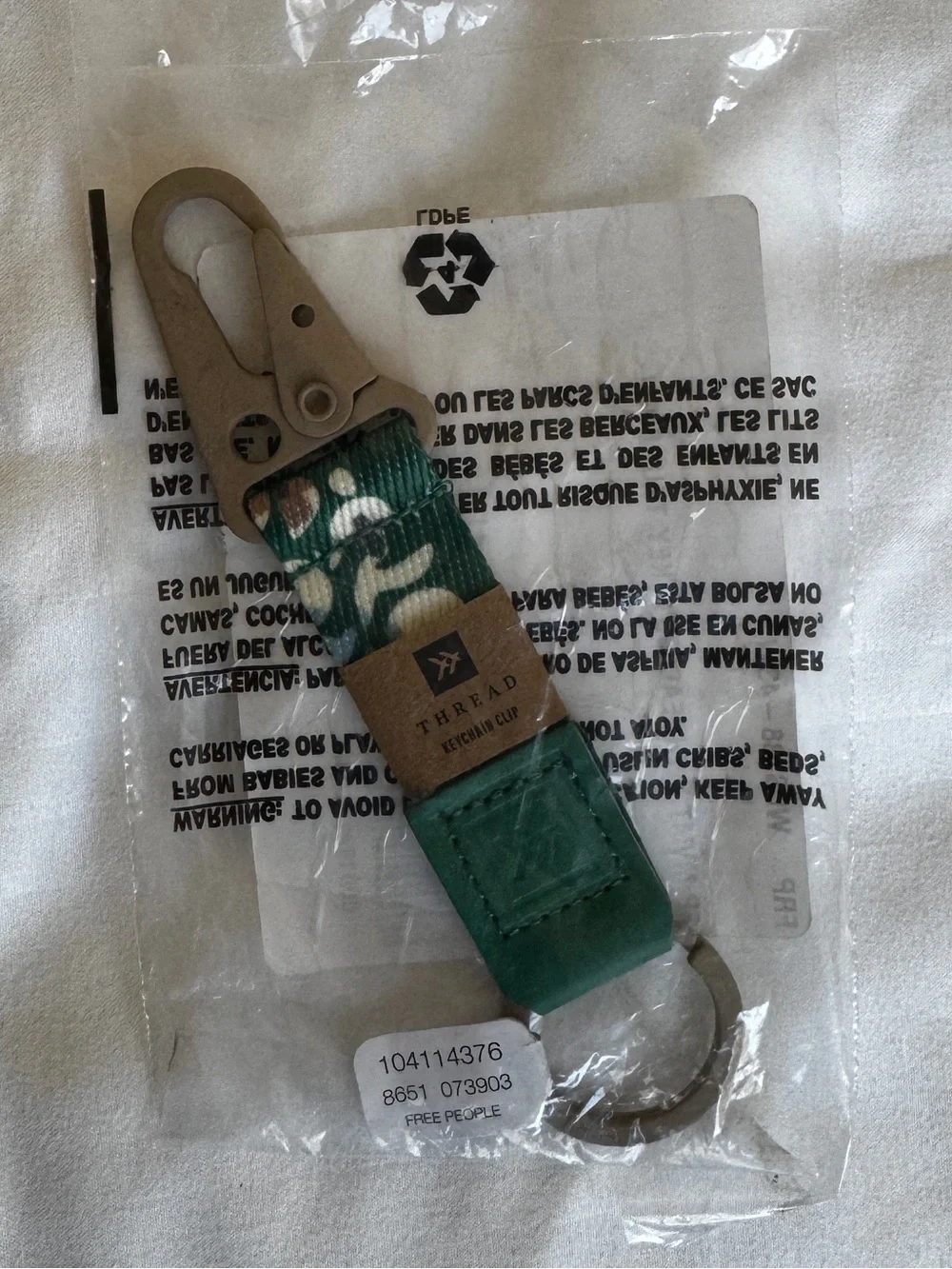 Extremely RARE color NWT Free People x Thread collab buti keychain key clip